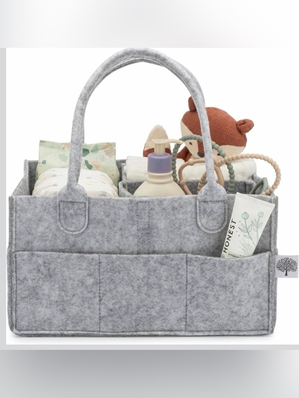 Gray Felt Baby Organizer Caddy Kids Accessories Bag